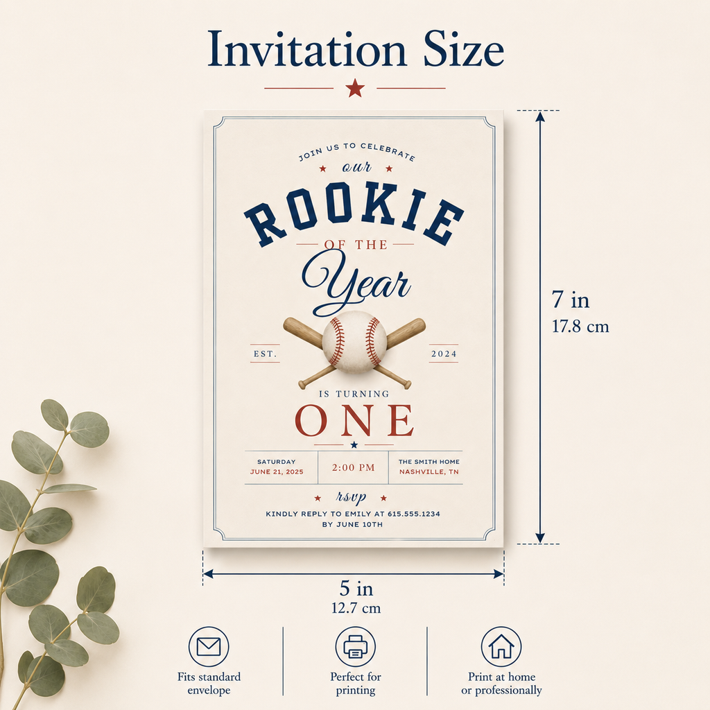 Rookie Of The Year First Birthday Invitation – Vintage