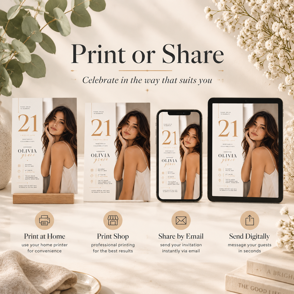 21st Birthday Invitation – Cream & Gold