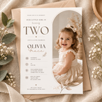 2nd Birthday Invitation - Beige