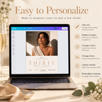 Easy to Personalize: Editing the Milestone 30th Birthday Invitation Black and Ivory in Canva