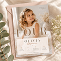 Hero: Elegant 4th Birthday Invitation – Beige and Gold, sophisticated editable Canva invitation