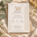 50th Golden Wedding Anniversary Invitation - Cream and Gold