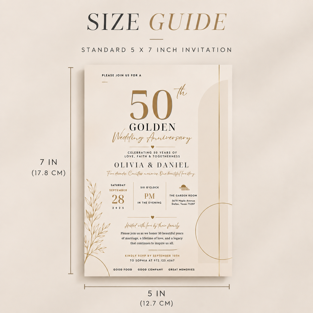 50th Golden Wedding Anniversary Invitation - Cream and Gold