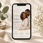Phone: Anniversary and Wedding Invitation Beige and Gold shown on a phone screen