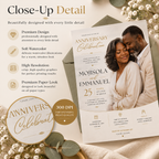Close-up: Close-up detail of the Anniversary and Wedding Invitation Beige and Gold design
