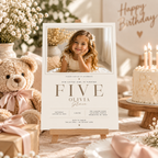 Styled: Little Baby 5 Year Old Party Invite in a cute fifth birthday party setting