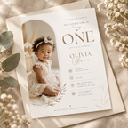 Hero: Little Baby 1 Year Old Party Invite, sweet editable Canva invitation