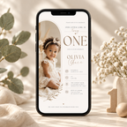Phone: Little Baby 1 Year Old Party Invite shown on a phone screen