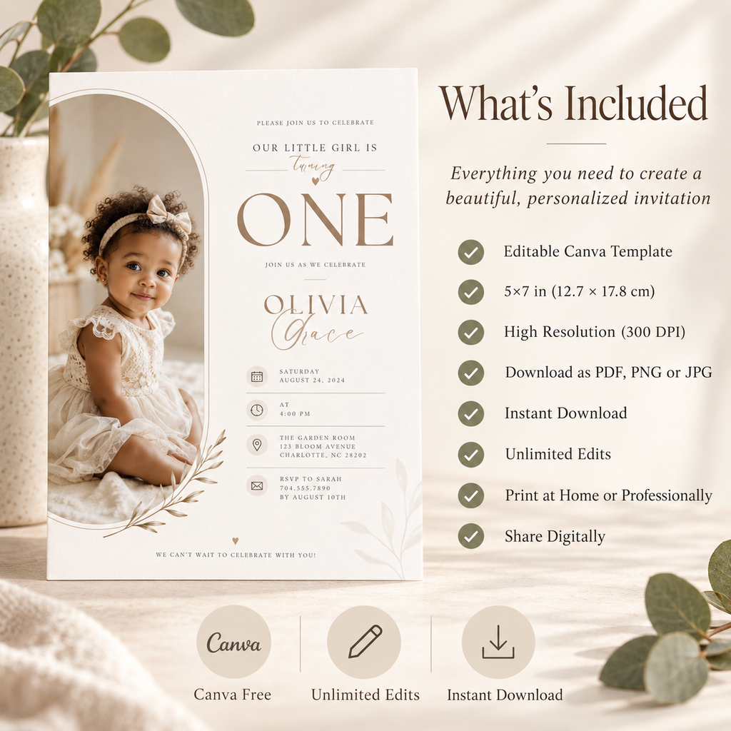 What’s Included: What’s included with the Little Baby 1 Year Old Party Invite