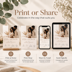Print or Share: Baby Shower Invitation Cream and Rose Gold, print at home or share digitally