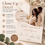 Close-up: Close-up detail of the Baby Shower Invitation Cream and Rose Gold design