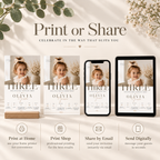 Print or Share: Little Baby 3 Year Old Party Invite, print at home or share digitally