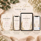 Print or Share: Bachelorette Party Invitation Beige and Gold, print at home or share digitally