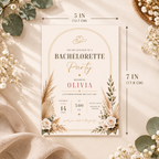 Size: Bachelorette Party Invitation Beige and Gold, 5x7 inch size guide