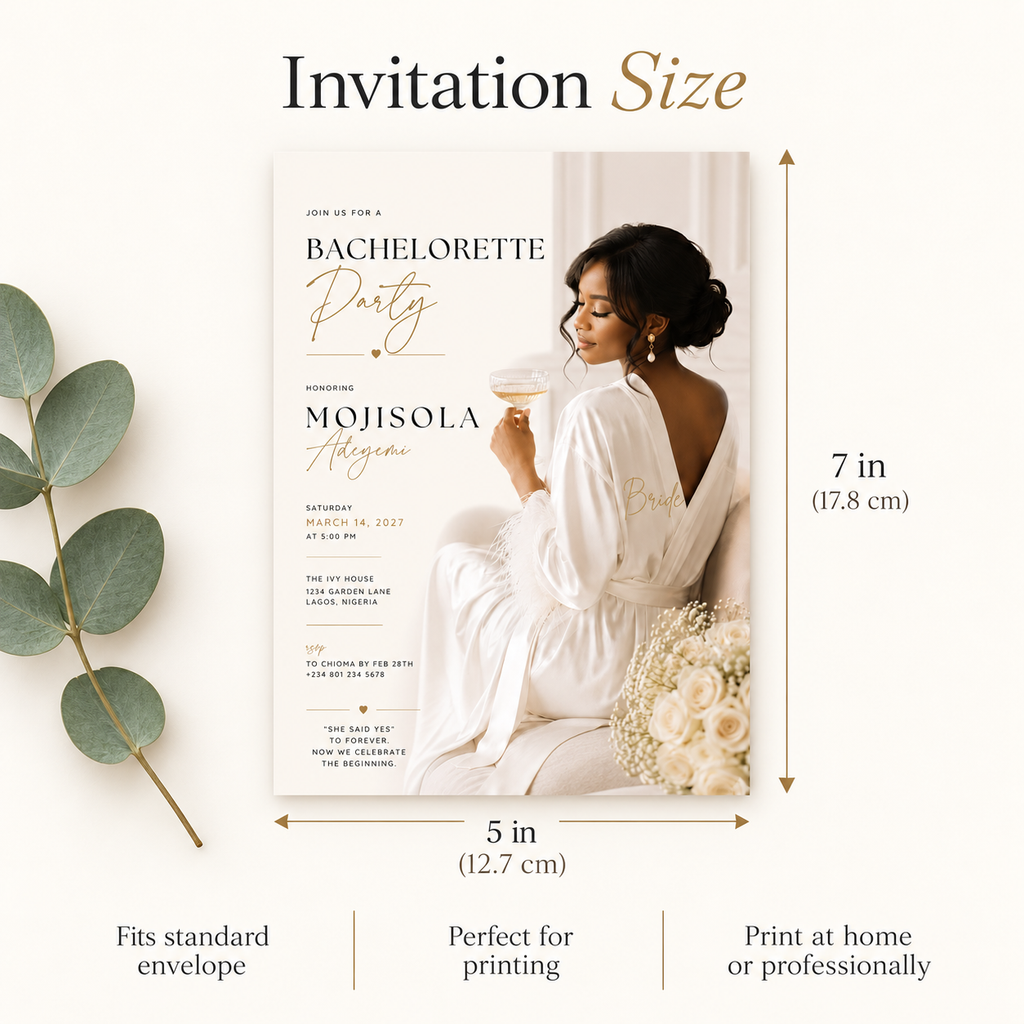 Bachelorette Party Invitation - Cream and Gold