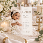 Baptism and Christening Invitation - Cream