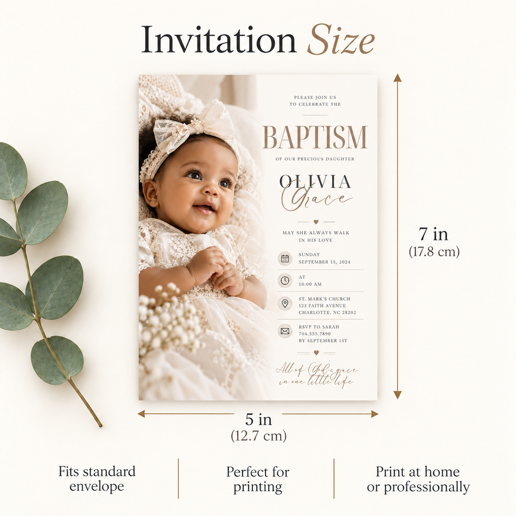 Baptism and Christening Invitation - Cream