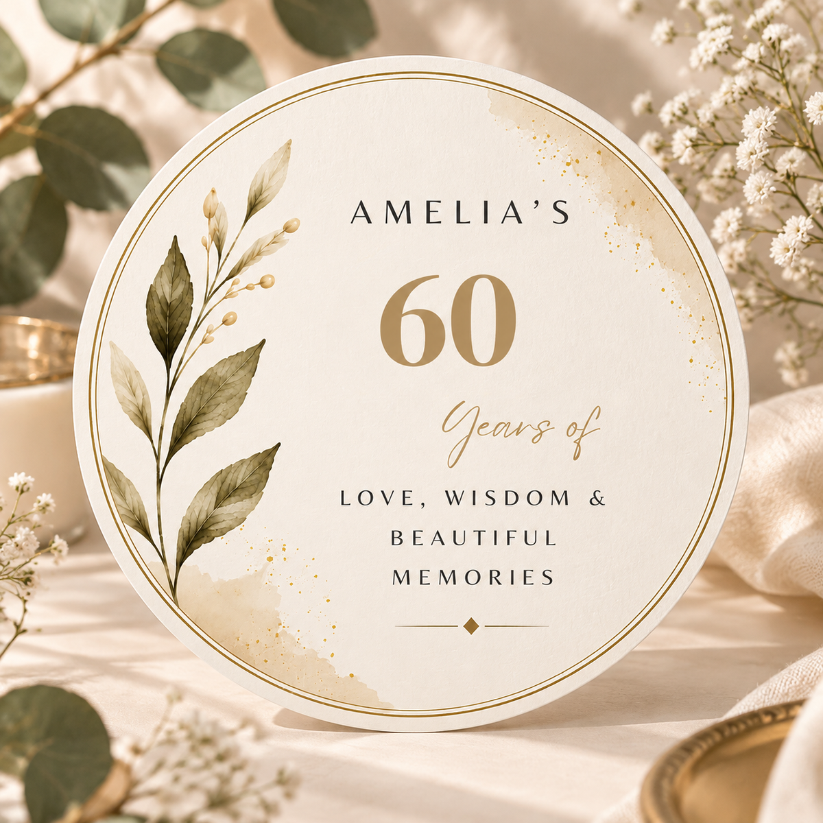 Birthday Cake Topper - Cream and Gold