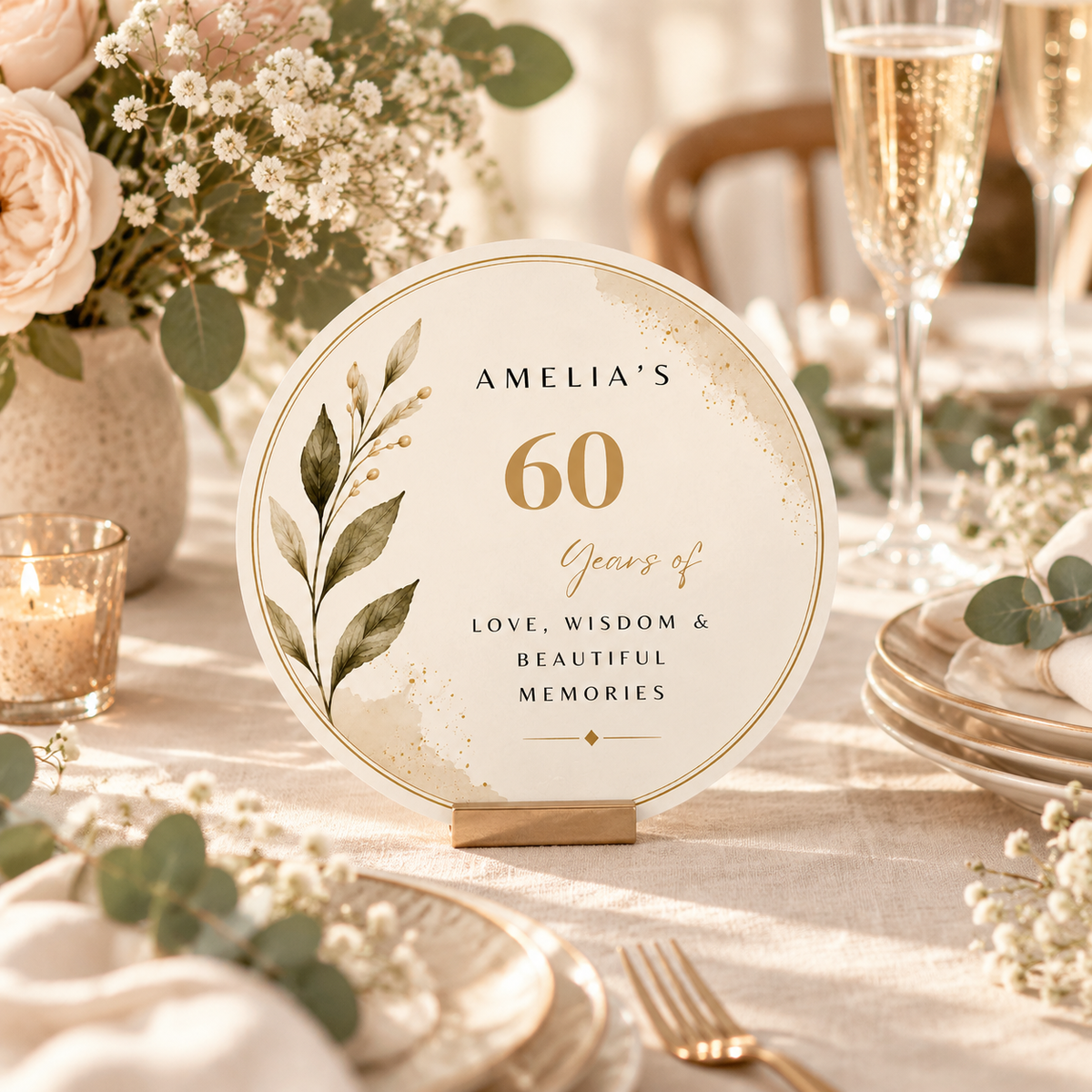 Birthday Cake Topper - Cream and Gold