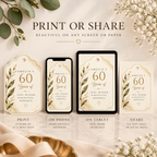 60th Birthday Party Favor Tag Template - Cream & Gold