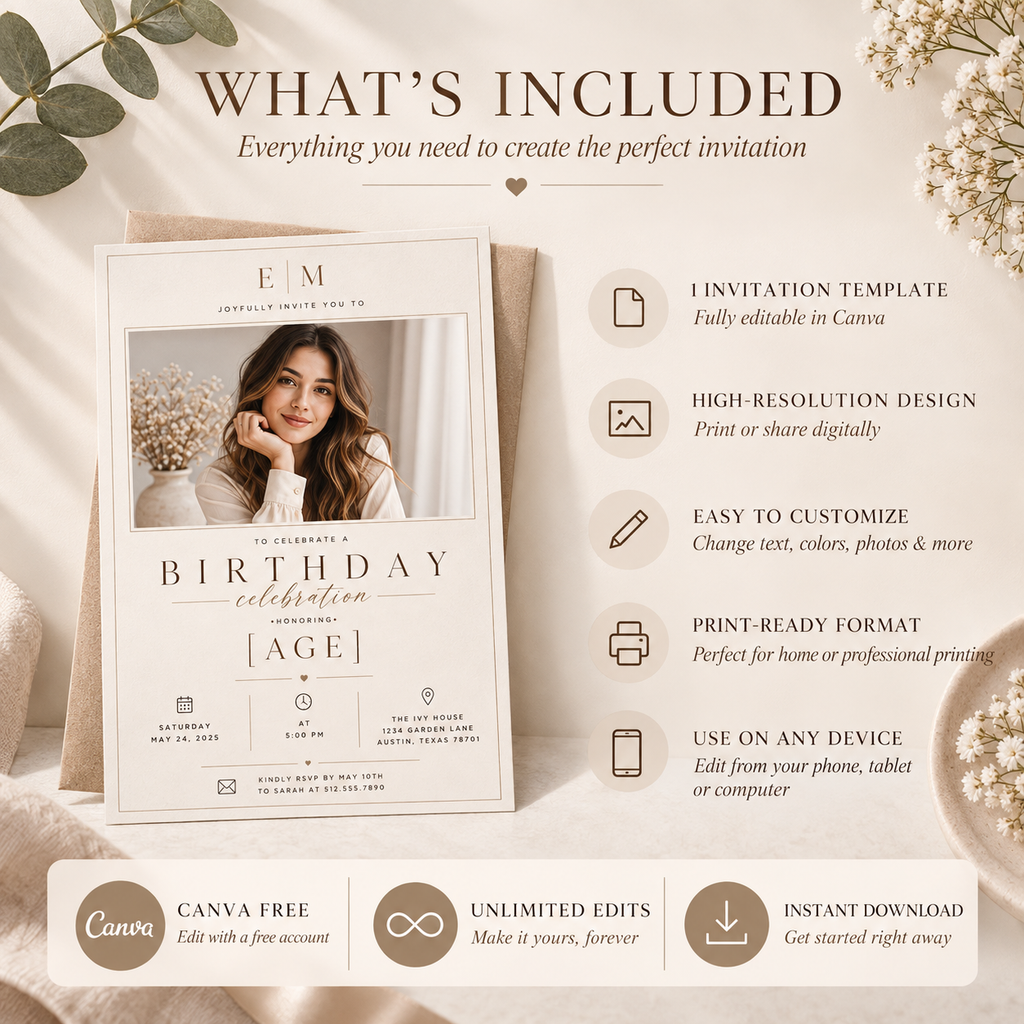 Bridal Shower Invitation - Beige & Gold