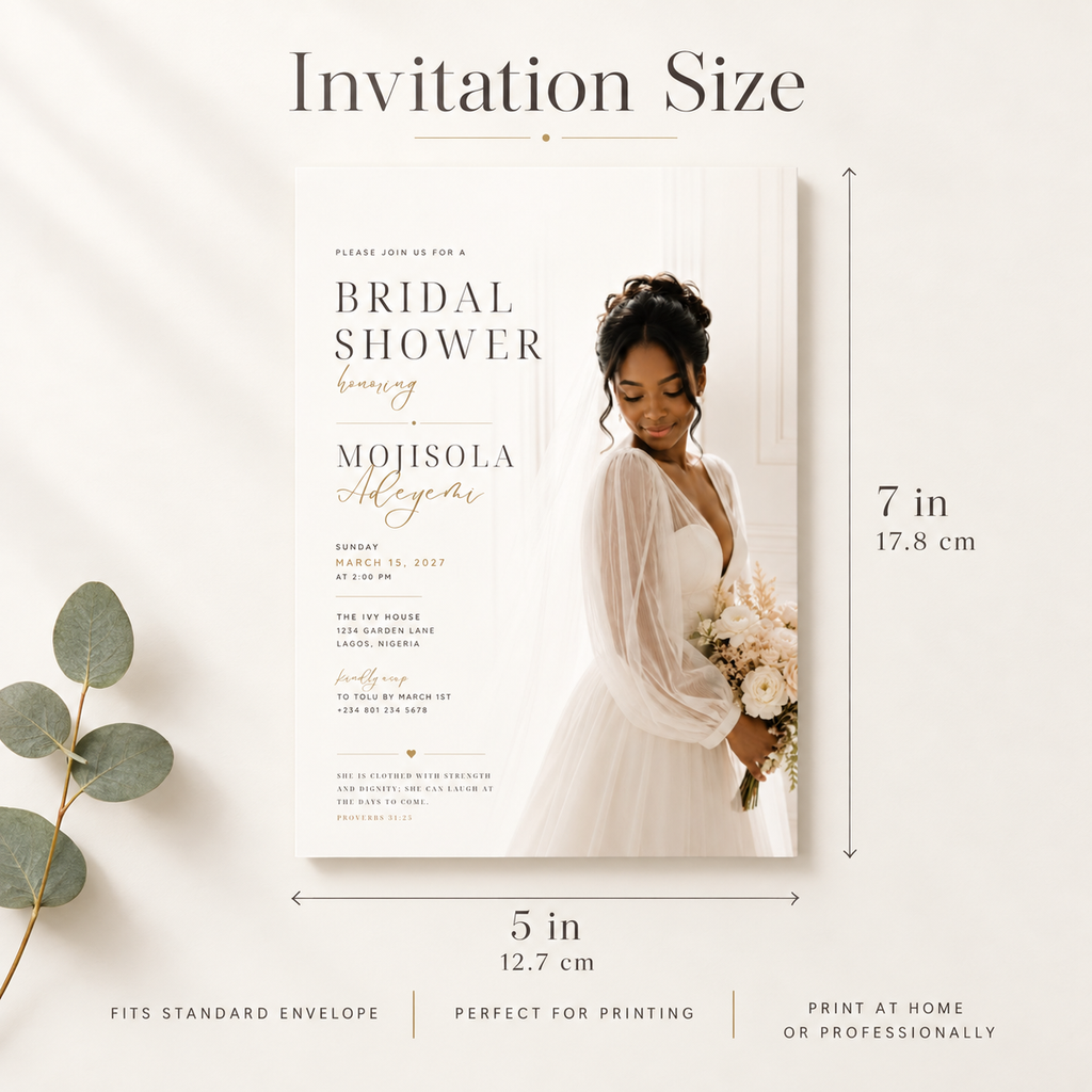 Bridal Shower Invitation - Beige & Gold