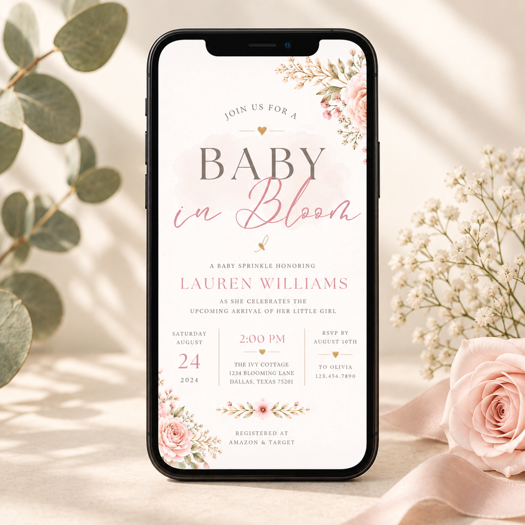Floral Feminine Baby Sprinkle Invitation
