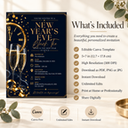 New Year’s Eve Black Tie Invitation – Navy Gold Silver