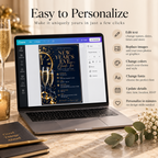 New Year’s Eve Black Tie Invitation – Navy Gold Silver