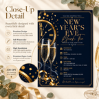 New Year’s Eve Black Tie Invitation – Navy Gold Silver