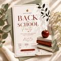 Hero: Back To School Party Invitation – Burgundy and Cream, stylish editable Canva invitation