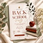 Hero: Back To School Party Invitation – Burgundy and Cream, stylish editable Canva invitation