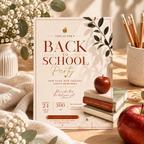 Styled: Back To School Party Invitation Burgundy and Cream in a fun back to school celebration setting