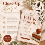 Close-up: Close-up detail of the Back To School Party Invitation Burgundy and Cream design