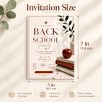 Size: Back To School Party Invitation Burgundy and Cream, 5x7 inch size guide