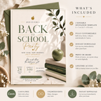 What’s Included: What’s included with the Back To School Party Invitation Sage and Cream