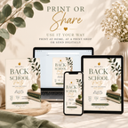 Print or Share: Back To School Party Invitation Sage and Cream, print at home or share digitally
