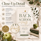 Close-up: Close-up detail of the Back To School Party Invitation Sage and Cream design