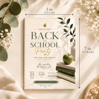 Size: Back To School Party Invitation Sage and Cream, 5x7 inch size guide