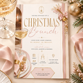 Christmas Brunch Invitation - Gold Cream & Blush