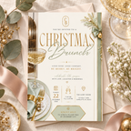 Christmas Brunch Invitation - Gold & Pale Green