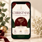 Christmas Party Invitation Cocktail Soiree - Green & Gold