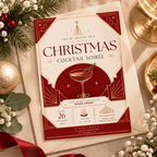 Christmas Party Invitation Cocktail Soiree - Red & Creme