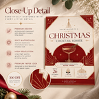 Christmas Party Invitation Cocktail Soiree - Red & Creme