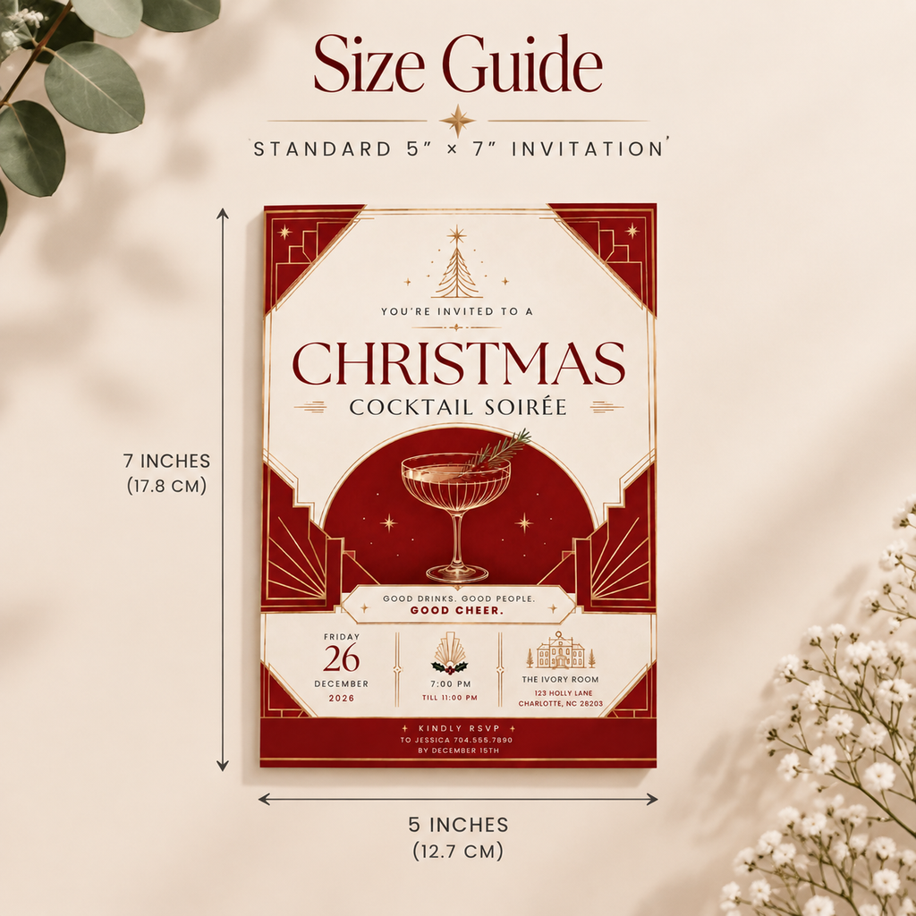 Christmas Party Invitation Cocktail Soiree - Red & Creme