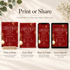 Christmas  Dinner Invitation - Burgundy & gold