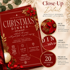 Christmas  Dinner Invitation - Burgundy & gold