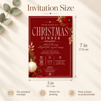 Christmas  Dinner Invitation - Burgundy & gold