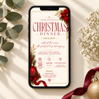 Christmas Dinner Invitation - Cream & Red