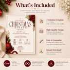 Christmas Dinner Invitation - Cream & Red